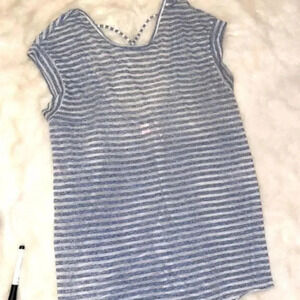 VICTORIAS SECRET BURNOUT BLUE/WHITE STRIPED TUNIC WITH LOW SCOOP STRAPPY BACK M